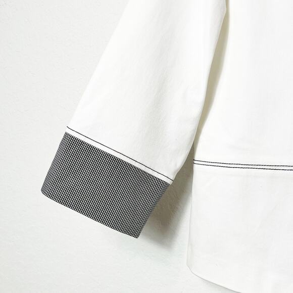 MING WANG WOMEN WHITE BLACK JACKET BUTTON TOP SIZE XS BRAND NEW - Picture 3 of 7